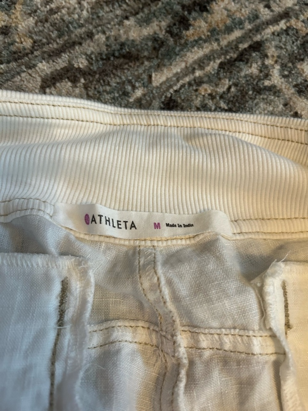 Athleta Cream Linen-Blend Casual Shorts - Picture 1 of 5